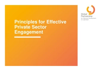 Engagement  Global Partnership  Effective Private Sector Engagement Through  Development