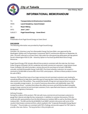 City of Tukwila  Allan Ekberg, Mayor INFORMATIONAL MEMORANDUM  TO: Transportation &amp;