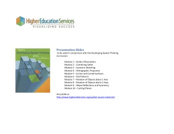 Presentation Slides  to be used in conjunction with the Developing Spatial Thinking  Curriculum.