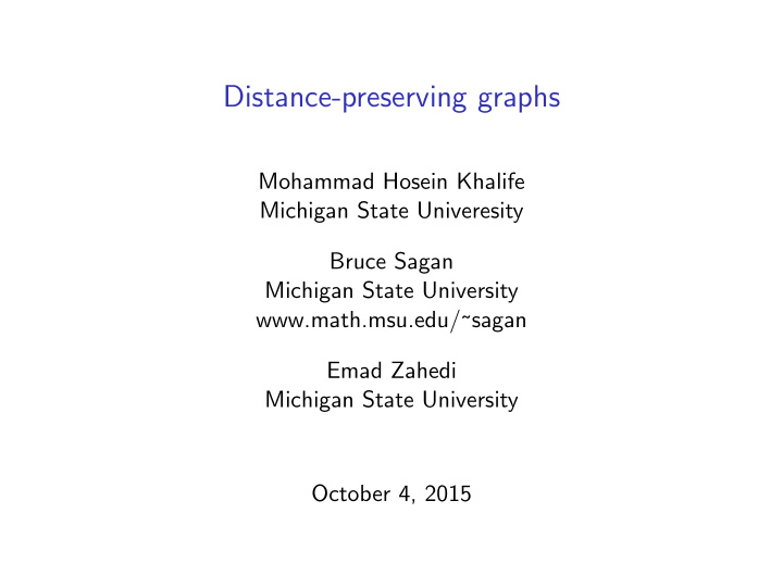 distance preserving graphs