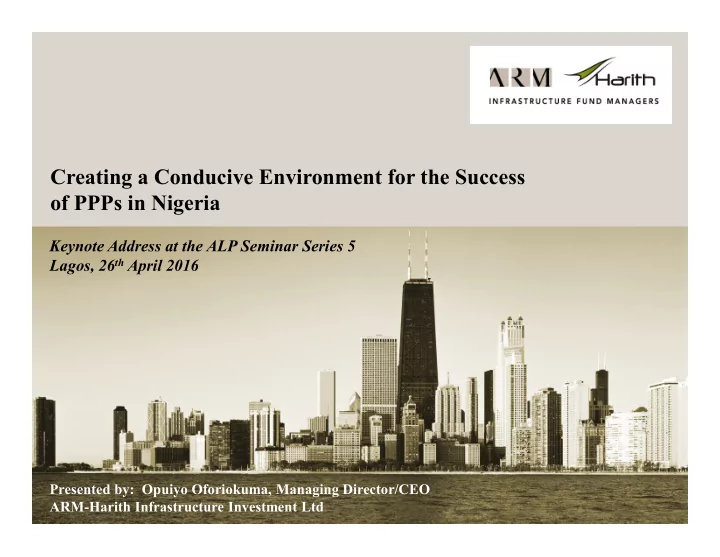 creating a conducive environment for the success of ppps