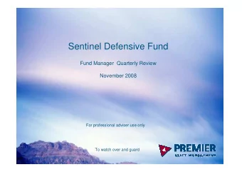 Sentinel Defensive Fund  Fund Manager  Quarterly Review  November 2008  For professional adviser