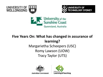 learning?  Margarietha Scheepers (USC)  Romy Lawson (UOW)  Tracy Taylor (UTS)  Hunters &amp;