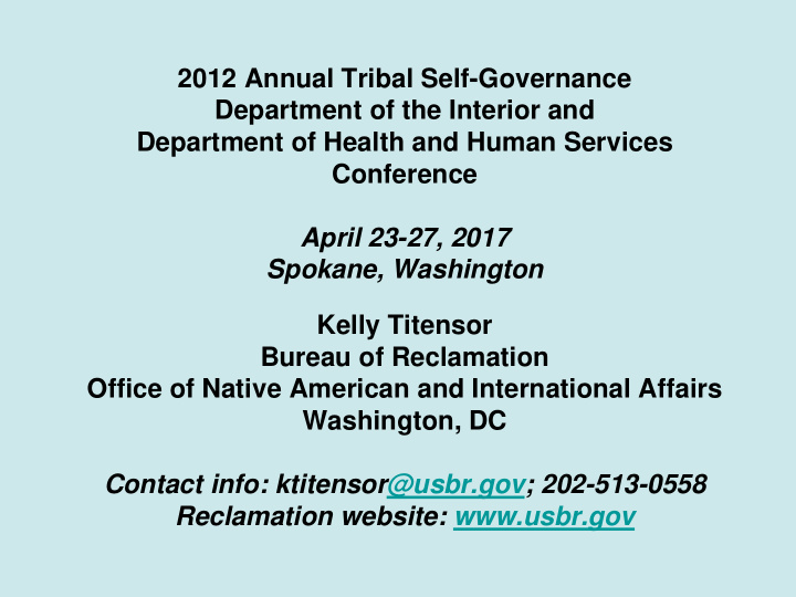 2012 annual tribal self governance department of the