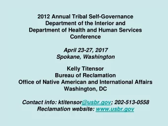 2012 Annual Tribal Self-Governance  Department of the Interior and  Department of Health and Human