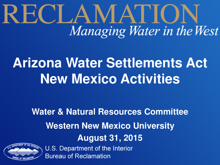 arizona water settlements act new mexico activities