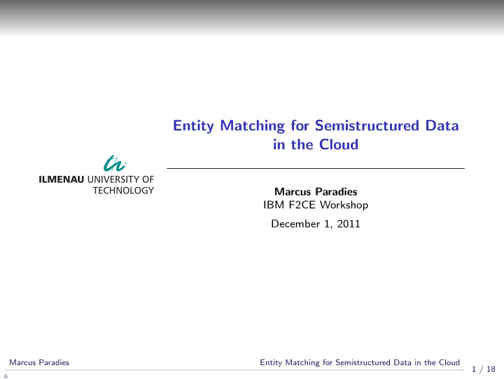 entity matching for semistructured data in the cloud