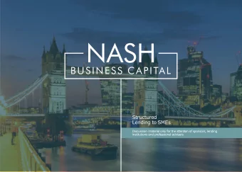 Structured  Lending to SMEs  Discussion material only for the attention of sponsors, lending
