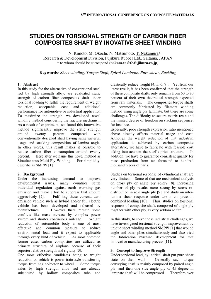 studies on torsional strength of carbon fiber composites