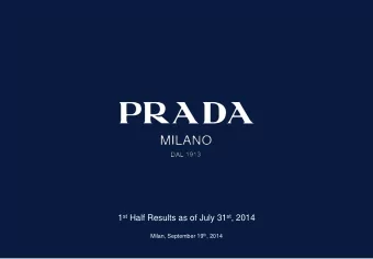 1 st Half Results as of July 31 st , 2014 Milan, September 19 th , 2014 Net Sales by Channel (