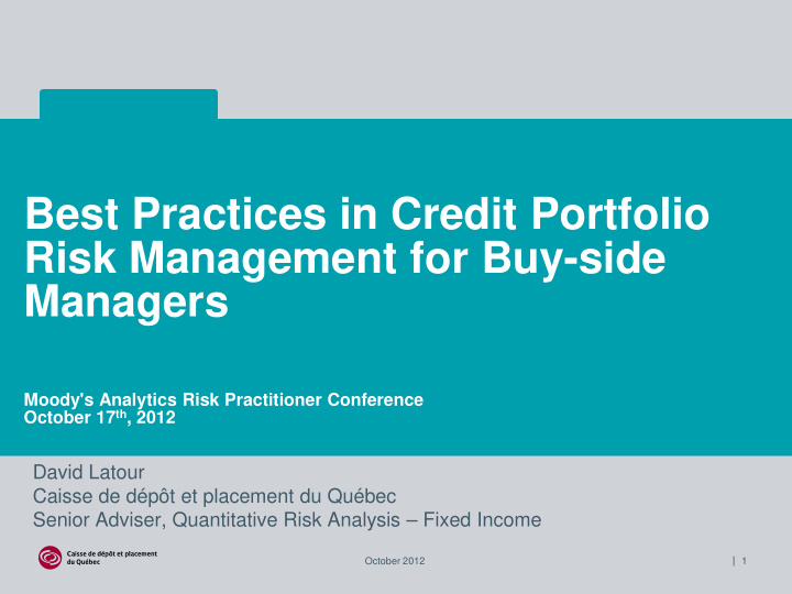 best practices in credit portfolio risk management for