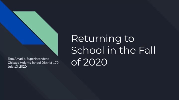 returning to school in the fall of 2020