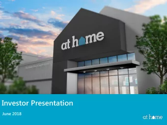 Investor Presentation  June 2018  Safe Harbor Statement This presentation contains forward-looking