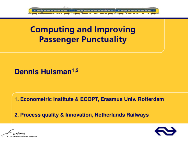computing and improving passenger punctuality
