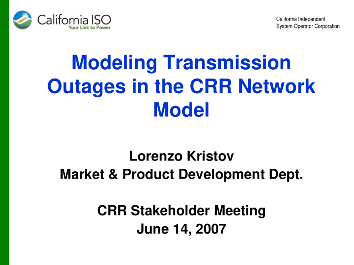 modeling transmission outages in the crr network model