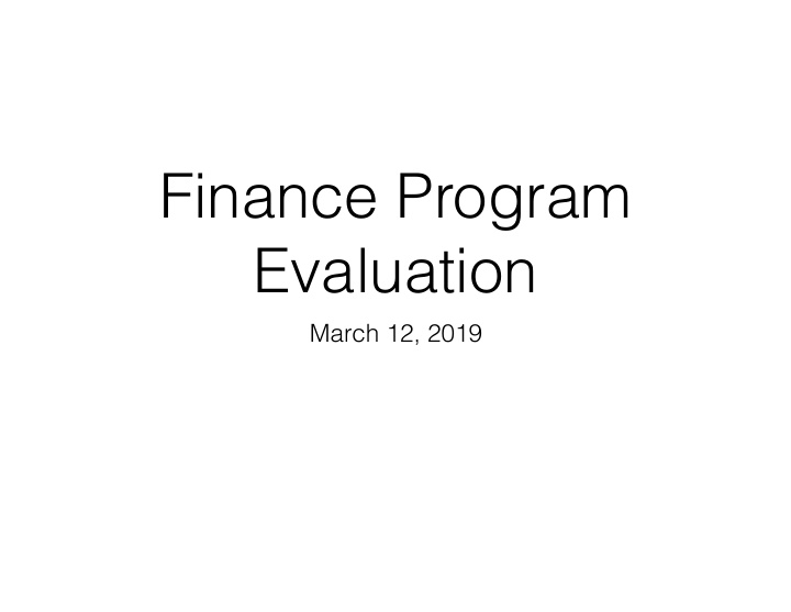 finance program evaluation