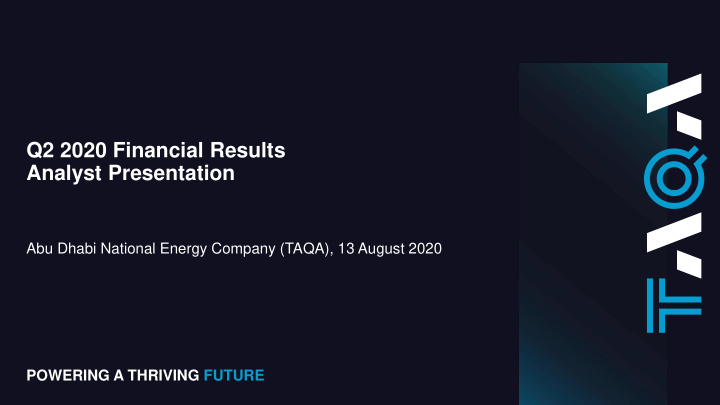 q2 2020 financial results analyst presentation