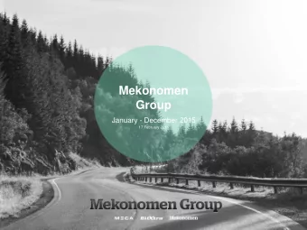 Mekonomen  Group  January - December 2015  17 February 2016  Financial performance  God tillvxt