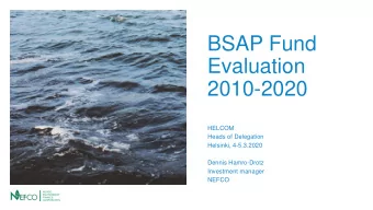 BSAP Fund  Evaluation  2010-2020  HELCOM  Heads of Delegation  Helsinki, 4-5.3.2020  Dennis