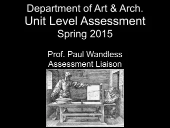 Unit Level Assessment Spring 2015 Prof. Paul Wandless  Assessment Liaison Art 144 Two Dimensional