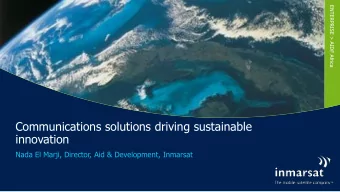 Communications solutions driving sustainable  innovation  Nada El Marji, Director, Aid &amp;
