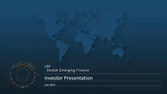 Investor Presentation  July 2019  VEF Business Overview and Update VEF  Emerging Markets Fintech