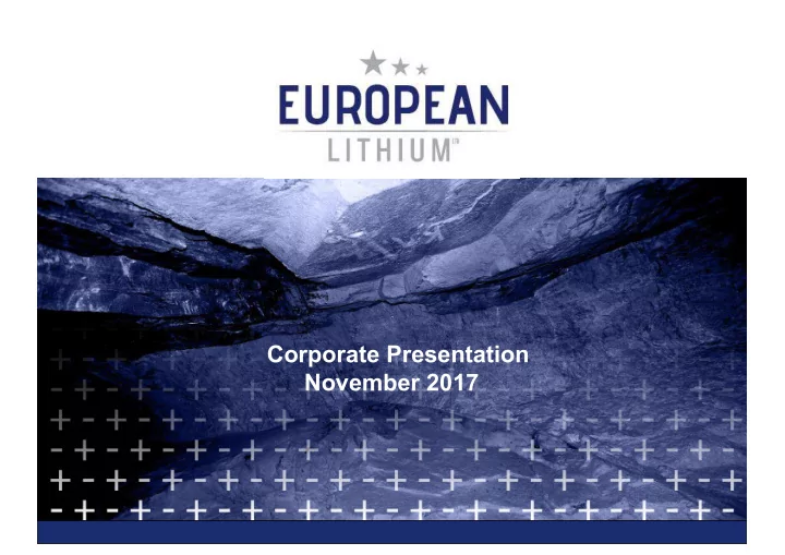 corporate presentation november 2017 disclaimer
