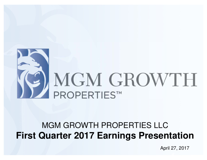 first quarter 2017 earnings presentation
