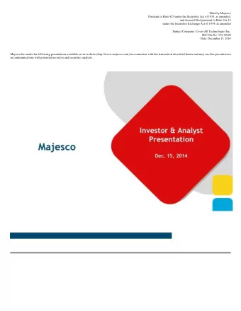 under the Securities Exchange Act of 1934, as amended Subject Company: Cover - All Technologies