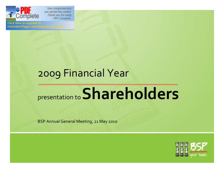 presentation to shareholders