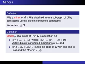 Minors  Definition H is a minor of G if H is obtained from a subgraph of G by  contracting