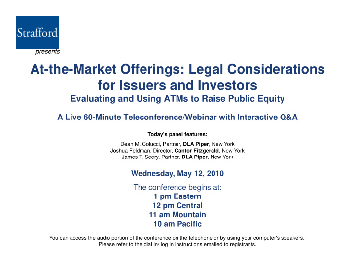 at the market offerings legal considerations for issuers