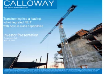 Investor Presentation  Conference Call  April 16, 2015 A final base shelf prospectus containing