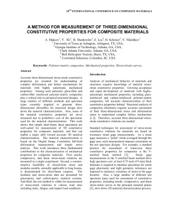 A METHOD FOR MEASUREMENT OF THREE-DIMENSIONAL  CONSTITUTIVE PROPERTIES FOR COMPOSITE MATERIALS A.
