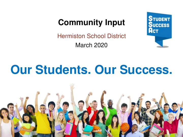 our students our success