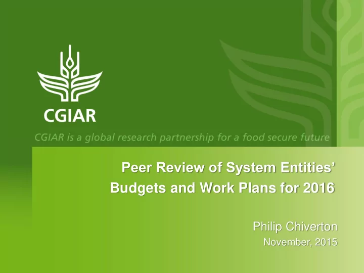 peer review of system entities