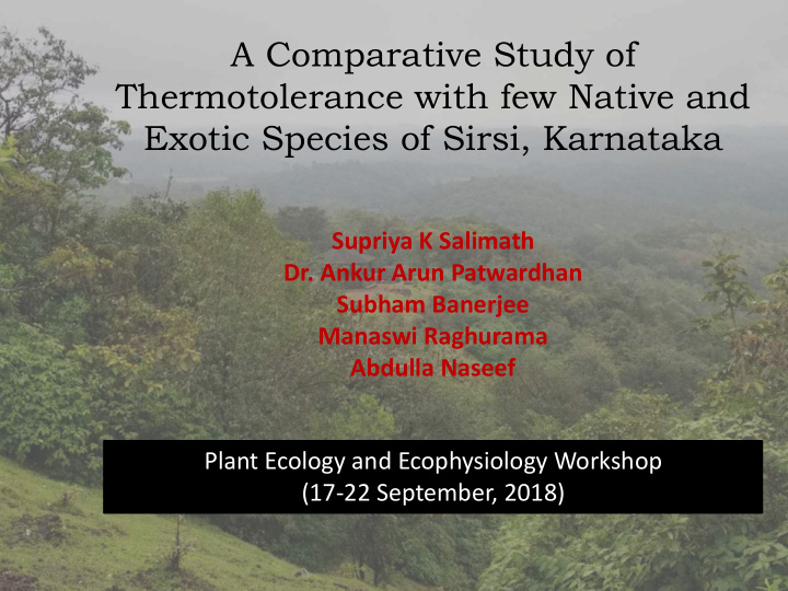 a comparative study of thermotolerance with few native