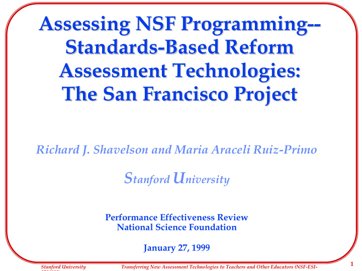 assessing nsf programming assessing nsf programming