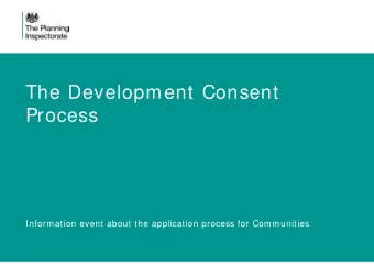 The Development Consent  Process  Information event about the application process for Communities