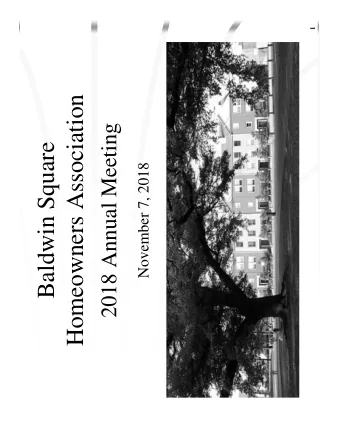Homeowners Association  2018 Annual Meeting  Baldwin Square  November 7, 2018  BALDWIN SQUARE
