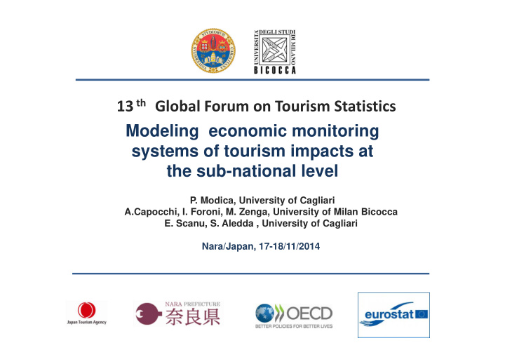 13 th global forum on tourism statistics modeling