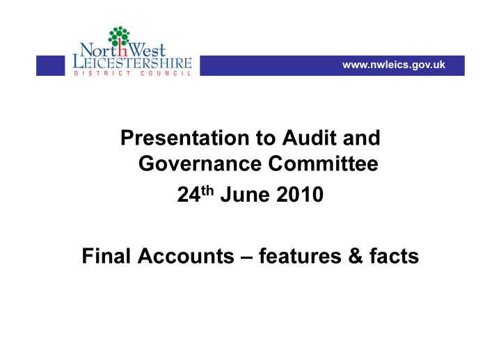presentation to audit and governance committee 24 th june