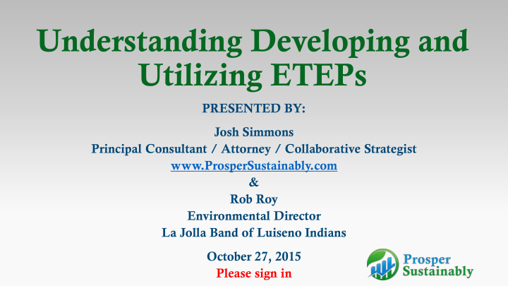 understanding developing and utilizing eteps