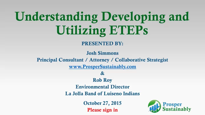 understanding developing and utilizing eteps