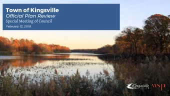 Town of Kingsville  Official Plan Review  Special Meeting of Council  February 12, 2018