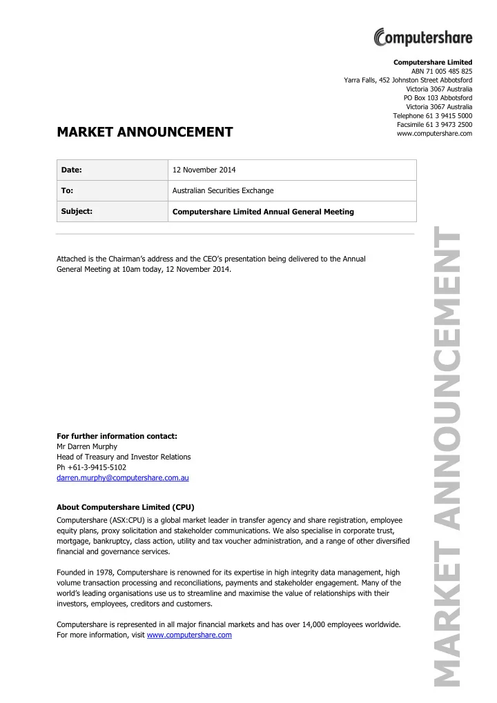 market announcement