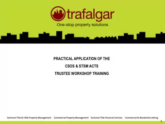 CSOS &amp; STSM ACTS  TRUSTEE WORKSHOP TRAINING  1  Note  The introduction of new legislation often