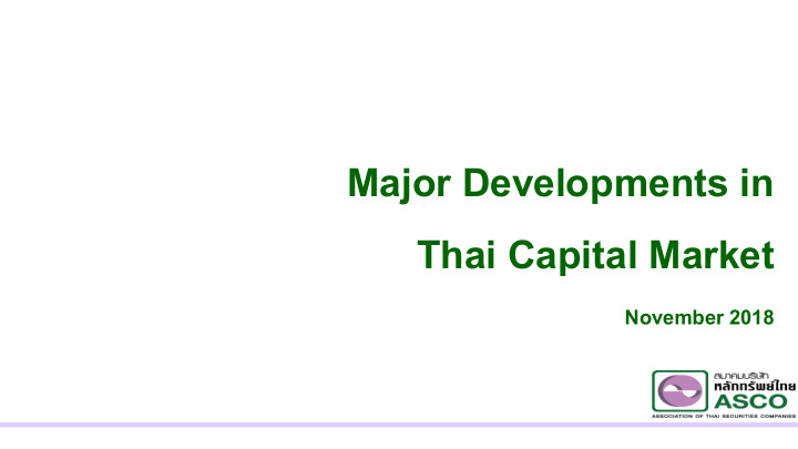 major developments in thai capital market