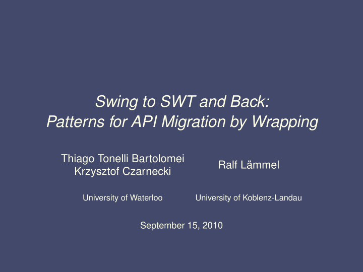 swing to swt and back patterns for api migration by