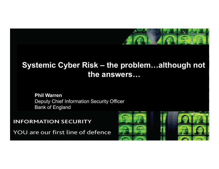systemic cyber risk the problem although not the answers